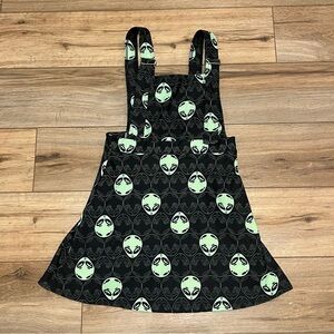 BlackMilk Little Green Men A-Line Apron Dress SZ Medium Alien Adjustable